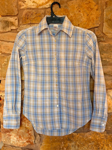 Victoria Ladies Long Sleeve Shirt - Blue & Grey Check
