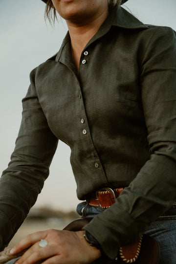 Victoria Ladies Long Sleeve Shirt - Khaki