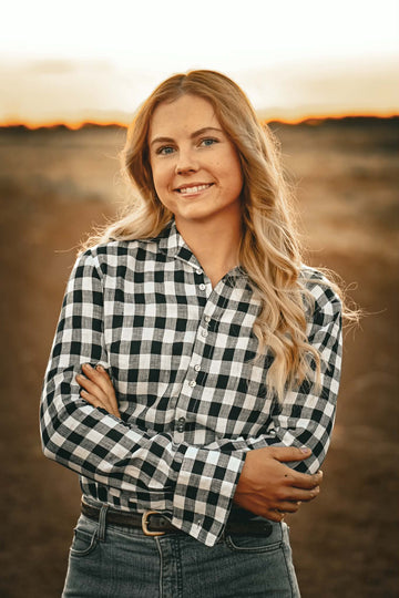 Victoria Ladies Long Sleeve Shirt - Navy Check