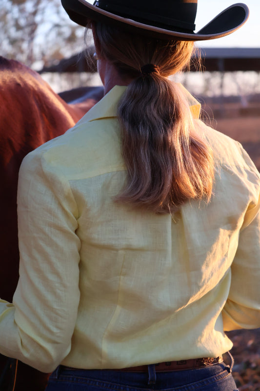 Belle Ladies Long Sleeve Linen Shirt