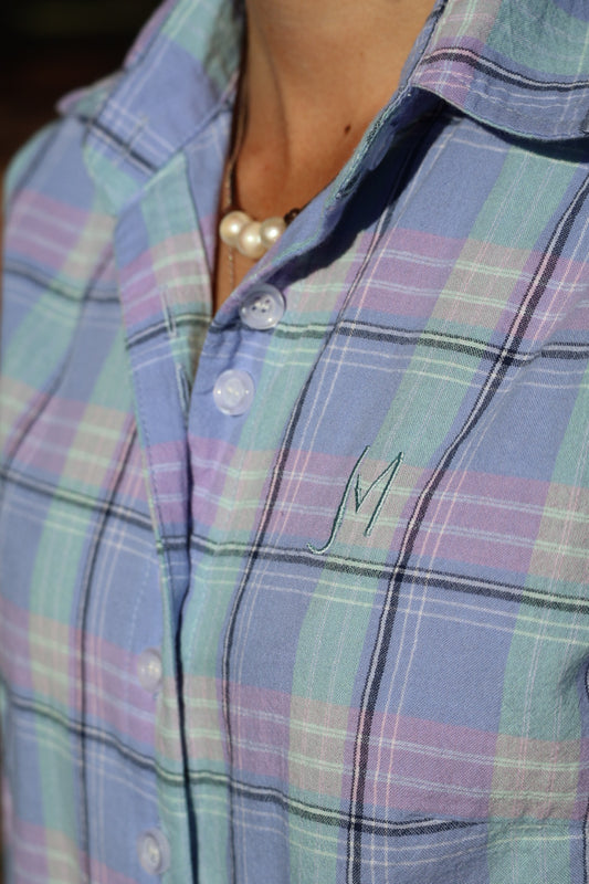 Belle Long Sleeve Ladies Cotton Shirt - Purple