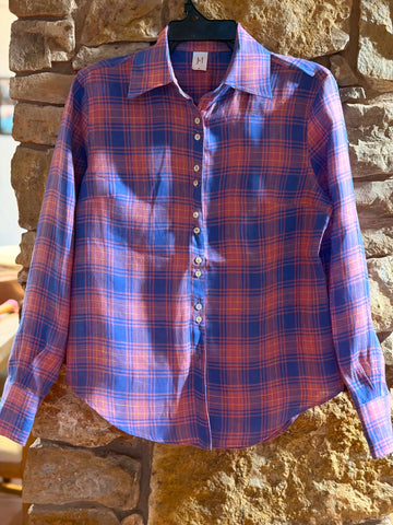 Victoria Ladies Long Sleeve Shirt - Pink & Purple Check