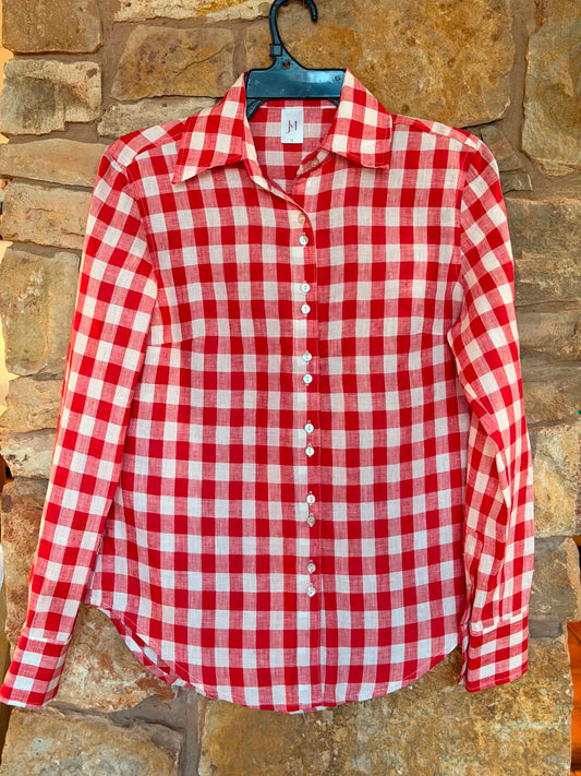 Victoria Ladies Long Sleeve Shirt - Red Check
